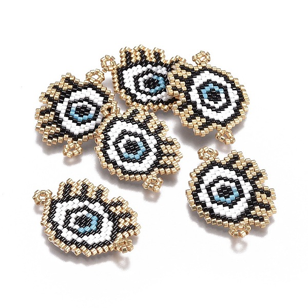 PandaHall Handmade Japanese Seed Beads Links, with Japan Import Thread, Loom Pattern, Evil Eye, Colorful, 22.5~23x33~34x2mm, Hole: 2mm Glass...
PandaHall Handmade Japanese Seed Beads Links, with Japan Import Thread, Loom Pattern, Evil Eye, Colorful, 22.5~23x33~34x2mm, Hole: 2mm Glass...