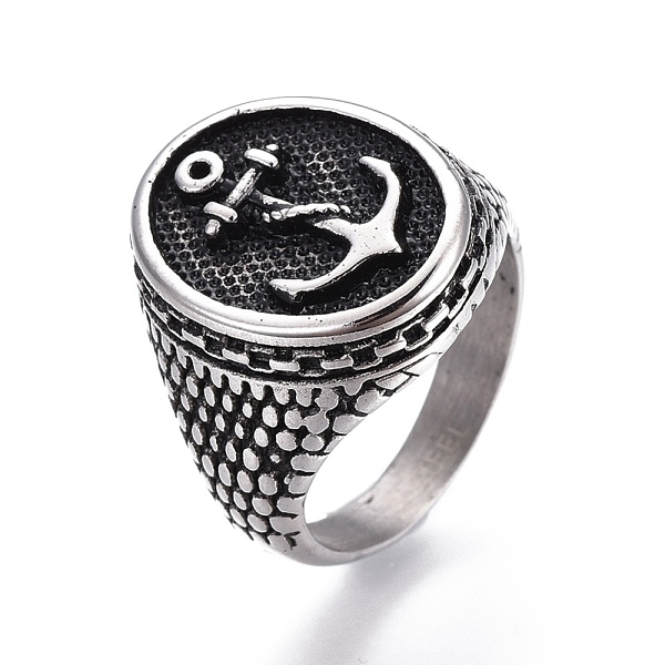 PandaHall 304 Stainless Steel Signet Rings for Men, Wide Band Finger Rings, Flat Round with Anchor, Antique Silver, Size 7~13, 17~22mm 304...
PandaHall 304 Stainless Steel Signet Rings for Men, Wide Band Finger Rings, Flat Round with Anchor, Antique Silver, Size 7~13, 17~22mm 304...