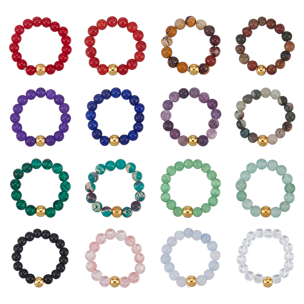 PandaHall ANATTASOUL 16Pcs 16 Style Natural & Synthetic Mixed Gemstone Round Beaded Stretch Rings Set for Women, US Size 7 1/4(17.5mm)...
PandaHall ANATTASOUL 16Pcs 16 Style Natural & Synthetic Mixed Gemstone Round Beaded Stretch Rings Set for Women, US Size 7 1/4(17.5mm)...