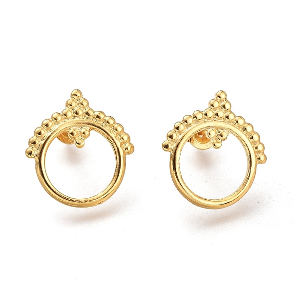 PandaHall 304 Stainless Steel Stud Earrings, with Ear Nuts, Ring, Golden, 16x15.3x2mm, Pin: 0.7mm 304 Stainless Steel Ring
PandaHall 304 Stainless Steel Stud Earrings, with Ear Nuts, Ring, Golden, 16x15.3x2mm, Pin: 0.7mm 304 Stainless Steel Ring