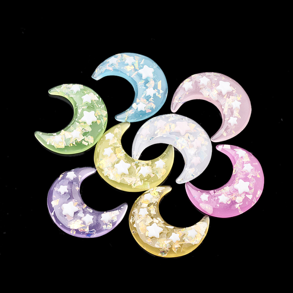 PandaHall Resin Cabochons, with Shell Chip, Moon with Star, Mixed Color, 36x31x7mm Resin Moon Multicolor
PandaHall Resin Cabochons, with Shell Chip, Moon with Star, Mixed Color, 36x31x7mm Resin Moon Multicolor
