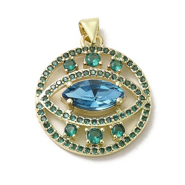 PandaHall Brass Micro Pave Cubic Zirconia Pendants, with Glass, Real 18K Gold Plated, Flat Round with Eye, Deep Sky Blue, 26x22x5.5mm, Hole...
PandaHall Brass Micro Pave Cubic Zirconia Pendants, with Glass, Real 18K Gold Plated, Flat Round with Eye, Deep Sky Blue, 26x22x5.5mm, Hole...
