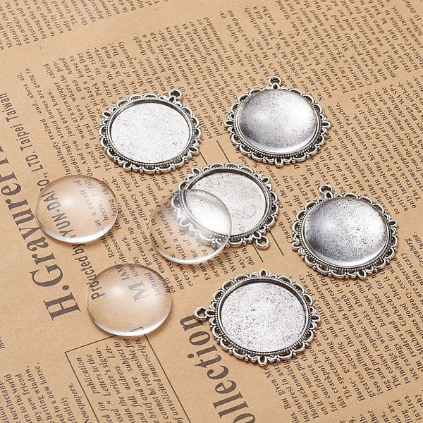 PandaHall DIY Pendant Making, Tibetan Style Alloy Pendant Cabochon Settings and Transparent Glass Cabochons, Flat Round, Antique Silver..., Clear
PandaHall DIY Pendant Making, Tibetan Style Alloy Pendant Cabochon Settings and Transparent Glass Cabochons, Flat Round, Antique Silver..., Clear