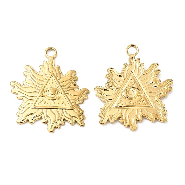 PandaHall 304 Stainless Steel Pendants, Leaf with Triangle & Eye Charm, Real 18K Gold Plated, 28x25x2mm, Hole: 3mm 304 Stainless Steel Leaf
PandaHall 304 Stainless Steel Pendants, Leaf with Triangle & Eye Charm, Real 18K Gold Plated, 28x25x2mm, Hole: 3mm 304 Stainless Steel Leaf
