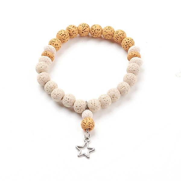 PandaHall Natural Lava Rock Beads Stretch Charm Bracelets, with Antique Silver Plated Alloy Charms, Star, Seashell Color, Inner Diameter...
PandaHall Natural Lava Rock Beads Stretch Charm Bracelets, with Antique Silver Plated Alloy Charms, Star, Seashell Color, Inner Diameter...