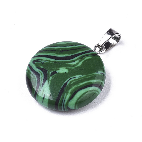PandaHall Synthetic Malachite Pendants, with Platinum Tone Brass Bails, Flat Round, 22~25x19~21x5~7mm, Hole: 3x6mm Malachite Flat Round
PandaHall Synthetic Malachite Pendants, with Platinum Tone Brass Bails, Flat Round, 22~25x19~21x5~7mm, Hole: 3x6mm Malachite Flat Round