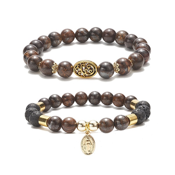 PandaHall 2Pcs 2 Style Dyed Natual & Synthetic Mixed Gemstone Beaded Stretch Bracelets Set, Brass Oval Charms Stackable Bracelets for Women...
PandaHall 2Pcs 2 Style Dyed Natual & Synthetic Mixed Gemstone Beaded Stretch Bracelets Set, Brass Oval Charms Stackable Bracelets for Women...