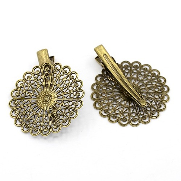 PandaHall Antique Bronze Iron Alligator Hair Clip Findings, with Brass Flower Tray, DIY Hair Accessories Making, 38x39mm Brass
PandaHall Antique Bronze Iron Alligator Hair Clip Findings, with Brass Flower Tray, DIY Hair Accessories Making, 38x39mm Brass