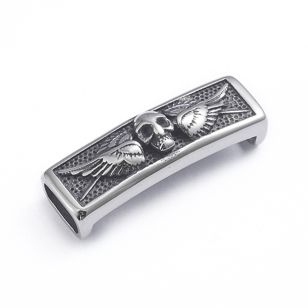 PandaHall Retro 304 Stainless Steel Slide Charms/Slider Beads, for Leather Cord Bracelets Making, Rectangle with Skull and Wing, Antique...
PandaHall Retro 304 Stainless Steel Slide Charms/Slider Beads, for Leather Cord Bracelets Making, Rectangle with Skull and Wing, Antique...
