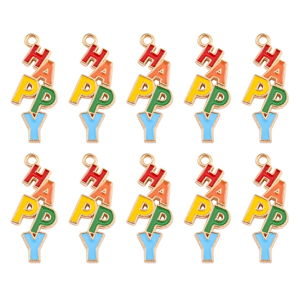 PandaHall Alloy Enamel Pendants, Golden, Word Happy, Colorful, 29x11.2x1.8mm, Hole: 1.6mm, 10pcs/bag Alloy+Enamel Word
PandaHall Alloy Enamel Pendants, Golden, Word Happy, Colorful, 29x11.2x1.8mm, Hole: 1.6mm, 10pcs/bag Alloy+Enamel Word