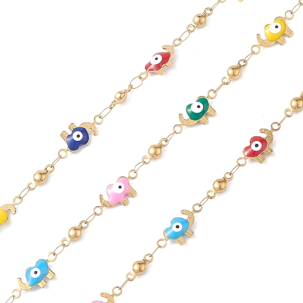 PandaHall 304 Stainless Steel Enamel Link Chains, Unwelded, Elephant with Evil Eye, Golden, 8.5~14.5x3.5~6.5x2.5~3mm Stainless Steel+Enamel
PandaHall 304 Stainless Steel Enamel Link Chains, Unwelded, Elephant with Evil Eye, Golden, 8.5~14.5x3.5~6.5x2.5~3mm Stainless Steel+Enamel