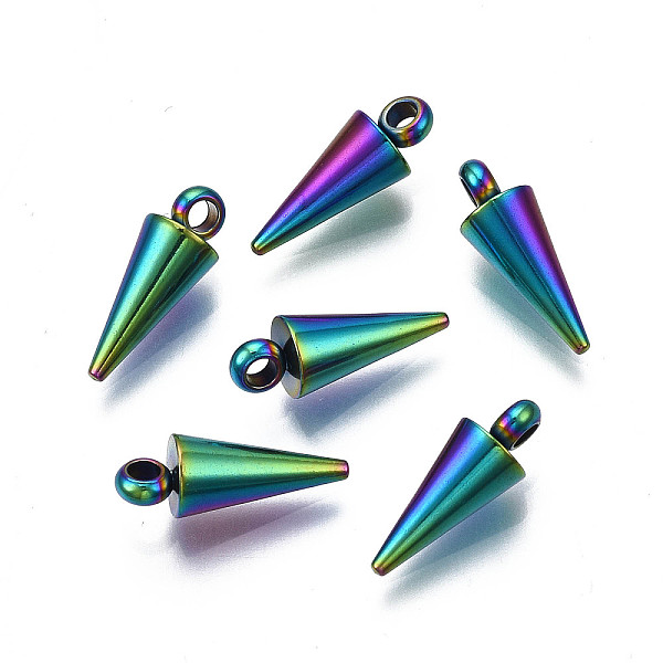 PandaHall 304 Stainless Steel Pendants, Spike/Cone Charm, Rainbow Color, 13.5x7mm, Hole: 2mm 304 Stainless Steel Cone
PandaHall 304 Stainless Steel Pendants, Spike/Cone Charm, Rainbow Color, 13.5x7mm, Hole: 2mm 304 Stainless Steel Cone