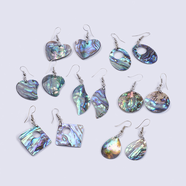 PandaHall Abalone Shell/Paua Shell Dangle Earrings, with Brass Findings, Mixed Shapes, Platinum, 44~61mm, Pin: 0.7mm Shell
PandaHall Abalone Shell/Paua Shell Dangle Earrings, with Brass Findings, Mixed Shapes, Platinum, 44~61mm, Pin: 0.7mm Shell