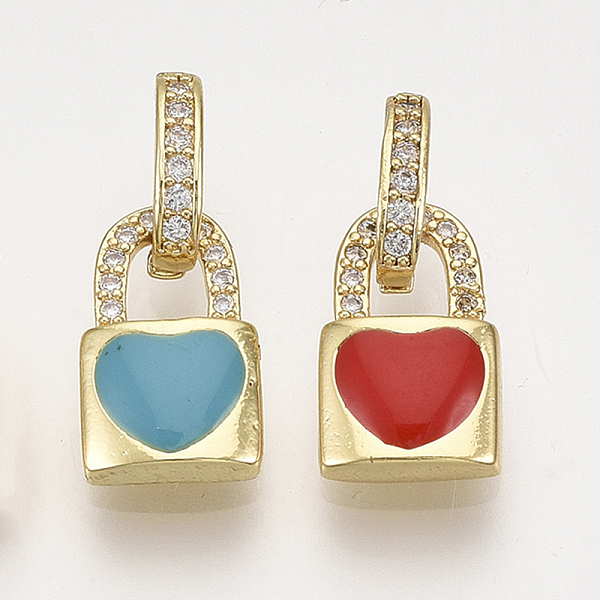 PandaHall Brass Micro Pave Cubic Zirconia Charms, with Enamel, Padlock with Heart, Golden, Mixed Color, 12.5x7.5x2.5mm, Hole: 6x2.5mm..., Multicolor
PandaHall Brass Micro Pave Cubic Zirconia Charms, with Enamel, Padlock with Heart, Golden, Mixed Color, 12.5x7.5x2.5mm, Hole: 6x2.5mm..., Multicolor