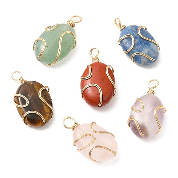 PandaHall 6Pcs Natural Mixed Gemstone Pendants, Oval Charms with Eco-Friendly Light Gold Plated Copper Wire Wrapped, 17.5~19x10x4.5~5.5mm...
PandaHall 6Pcs Natural Mixed Gemstone Pendants, Oval Charms with Eco-Friendly Light Gold Plated Copper Wire Wrapped, 17.5~19x10x4.5~5.5mm...
