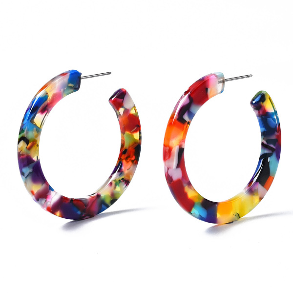 PandaHall Cellulose Acetate(Resin) Half Hoop Earrings, with 304 Stainless Steel Pin, Round, Colorful, 41x2.5mm, Pin: 0.7mm Cellulose Acetate...
PandaHall Cellulose Acetate(Resin) Half Hoop Earrings, with 304 Stainless Steel Pin, Round, Colorful, 41x2.5mm, Pin: 0.7mm Cellulose Acetate...