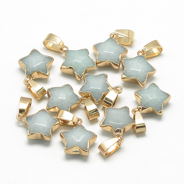 PandaHall Natural Gemstone Pendants, with Iron Pinch Bail, Faceted, Dyed, Star, Golden, 16x13x6~7mm, Hole: 4x7mm White Jade Star Blue
PandaHall Natural Gemstone Pendants, with Iron Pinch Bail, Faceted, Dyed, Star, Golden, 16x13x6~7mm, Hole: 4x7mm White Jade Star Blue