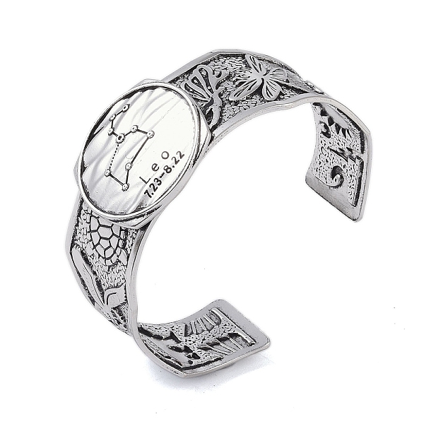PandaHall Constellation Alloy Open Cuff Bangles for Women Men, Antique Silver, Leo, Inner Diameter: 2-1/2 inch(6.2cm), 20~31mm Alloy Leo
PandaHall Constellation Alloy Open Cuff Bangles for Women Men, Antique Silver, Leo, Inner Diameter: 2-1/2 inch(6.2cm), 20~31mm Alloy Leo