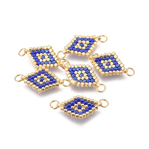 PandaHall MIYUKI & TOHO Handmade Japanese Seed Beads Links, with Brass Jump Ring, Loom Pattern, Rhombus, Blue, 18x12~12.5x1.8mm, Hole: 2.5mm...
PandaHall MIYUKI & TOHO Handmade Japanese Seed Beads Links, with Brass Jump Ring, Loom Pattern, Rhombus, Blue, 18x12~12.5x1.8mm, Hole: 2.5mm...