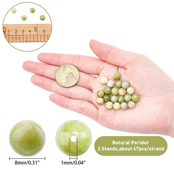 PandaHall ARRICRAFT Natural Peridot Beads Strands, Round, 8mm, Hole: 1mm, about 47pcs/strand, 14.9 inch(38cm), 2strands/box Peridot Round
PandaHall ARRICRAFT Natural Peridot Beads Strands, Round, 8mm, Hole: 1mm, about 47pcs/strand, 14.9 inch(38cm), 2strands/box Peridot Round