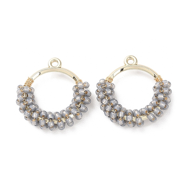 PandaHall Brass Ring with Seed Beaded Pendants, Donut Charms, Gray, 25x24x5.5mm, Hole: 1.6mm Brass+Glass Donut Gray
PandaHall Brass Ring with Seed Beaded Pendants, Donut Charms, Gray, 25x24x5.5mm, Hole: 1.6mm Brass+Glass Donut Gray