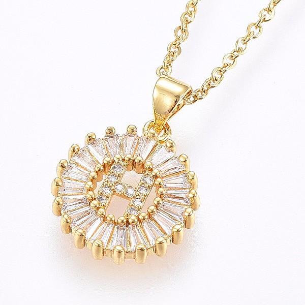 PandaHall 304 Stainless Steel Initial Pendant Necklaces, with Cubic Zirconia, Flat Round with Letter, Golden, Letter.H, 17.71 inch(45cm)..., Clear
PandaHall 304 Stainless Steel Initial Pendant Necklaces, with Cubic Zirconia, Flat Round with Letter, Golden, Letter.H, 17.71 inch(45cm)..., Clear