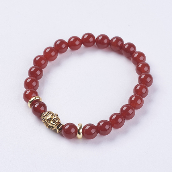 PandaHall Natural Carnelian Beads Stretch Bracelets, with Alloy Finding, Buddha's Head, Dyed, 2-1/8 inch(55mm) Carnelian
PandaHall Natural Carnelian Beads Stretch Bracelets, with Alloy Finding, Buddha's Head, Dyed, 2-1/8 inch(55mm) Carnelian