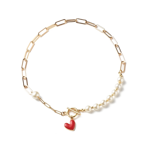 PandaHall Glass Pearl Beaded Necklaces, with 304 Stainless Steel Paperclip Chains and Heart Charms, Golden, Red, 16.73 inch(42.5cm) Glass...
PandaHall Glass Pearl Beaded Necklaces, with 304 Stainless Steel Paperclip Chains and Heart Charms, Golden, Red, 16.73 inch(42.5cm) Glass...