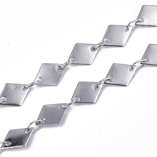 PandaHall 304 Stainless Steel Link Chains, Rhombus Sequin Chains, Soldered, Stainless Steel Color, rhombus: 8.7x6x0.3mm, link: 3.6x2.3x0.3mm...
PandaHall 304 Stainless Steel Link Chains, Rhombus Sequin Chains, Soldered, Stainless Steel Color, rhombus: 8.7x6x0.3mm, link: 3.6x2.3x0.3mm...