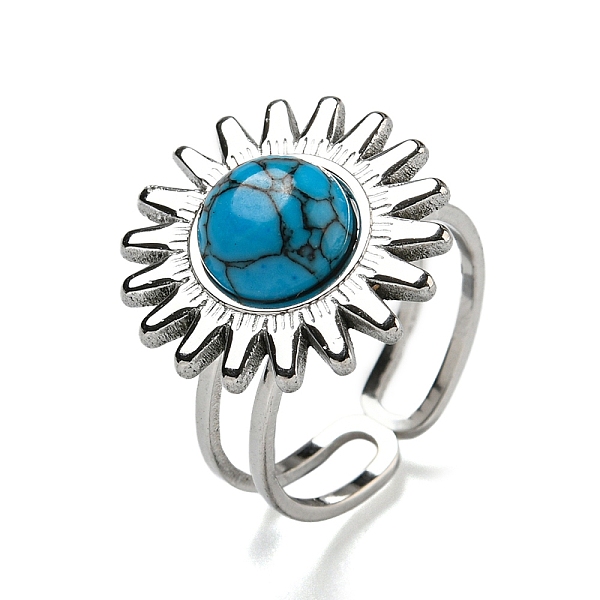 PandaHall Sun 304 Stainless Steel Open Cuff Rings, Synthetic Turquoise Finger Rings for Women Men, Stainless Steel Color, Adjustable...
PandaHall Sun 304 Stainless Steel Open Cuff Rings, Synthetic Turquoise Finger Rings for Women Men, Stainless Steel Color, Adjustable...