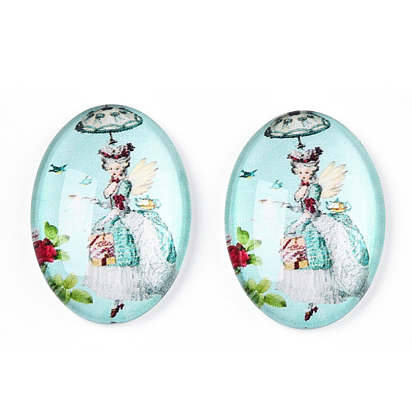 PandaHall Glass Cabochons, with European Style Pattern, Oval, Pale Turquoise, 25x18x6mm Glass Oval
PandaHall Glass Cabochons, with European Style Pattern, Oval, Pale Turquoise, 25x18x6mm Glass Oval