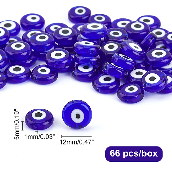 PandaHall Olycraft Handmade Evil Eye Lampwork Flat Round Beads, Blue, 12x5mm, Hole: 1mm, 66pcs/box Lampwork Evil Eye Blue
PandaHall Olycraft Handmade Evil Eye Lampwork Flat Round Beads, Blue, 12x5mm, Hole: 1mm, 66pcs/box Lampwork Evil Eye Blue