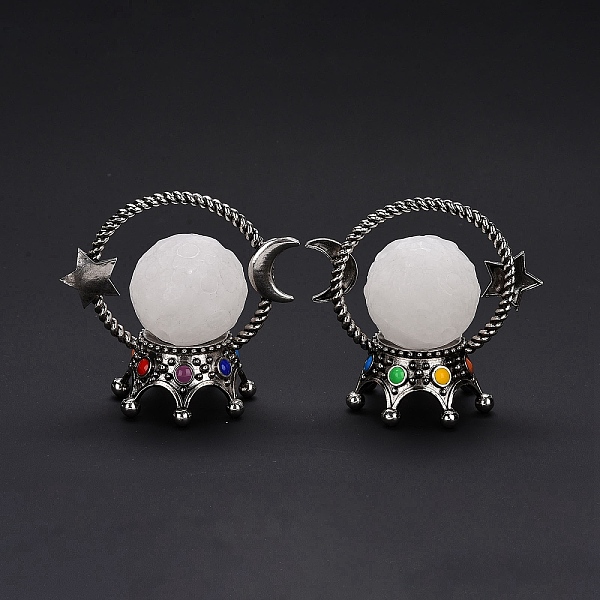 PandaHall Natural Quartz Crystal Sphere Display Decorations, with Alloy Enamel Pedestal, Star with Moon, Antique Silver, 79x82x50mm Quartz...
PandaHall Natural Quartz Crystal Sphere Display Decorations, with Alloy Enamel Pedestal, Star with Moon, Antique Silver, 79x82x50mm Quartz...