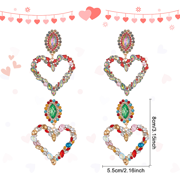 PandaHall FIBLOOM 2 Pairs 2 Colors Rhinestone Hollow Out Heart Dangle Stud Earrings, Light Gold Alloy Long Drop Earrings for Woman, Mixed..., Multicolor
PandaHall FIBLOOM 2 Pairs 2 Colors Rhinestone Hollow Out Heart Dangle Stud Earrings, Light Gold Alloy Long Drop Earrings for Woman, Mixed..., Multicolor
