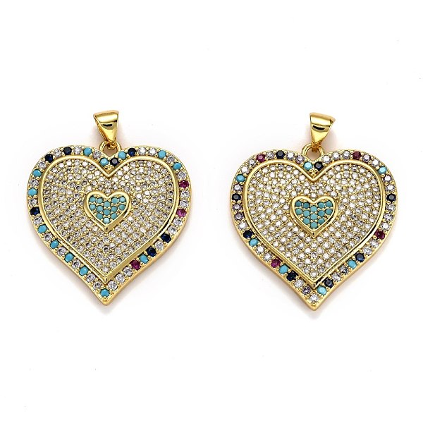 PandaHall Brass Micro Pave Cubic Zirconia Pendants, Long-Lasting Plated, Heart, Real 18K Gold Plated, 26.5x25x3mm, Hole: 4x3mm Brass+Cubic..., Multicolor
PandaHall Brass Micro Pave Cubic Zirconia Pendants, Long-Lasting Plated, Heart, Real 18K Gold Plated, 26.5x25x3mm, Hole: 4x3mm Brass+Cubic..., Multicolor
