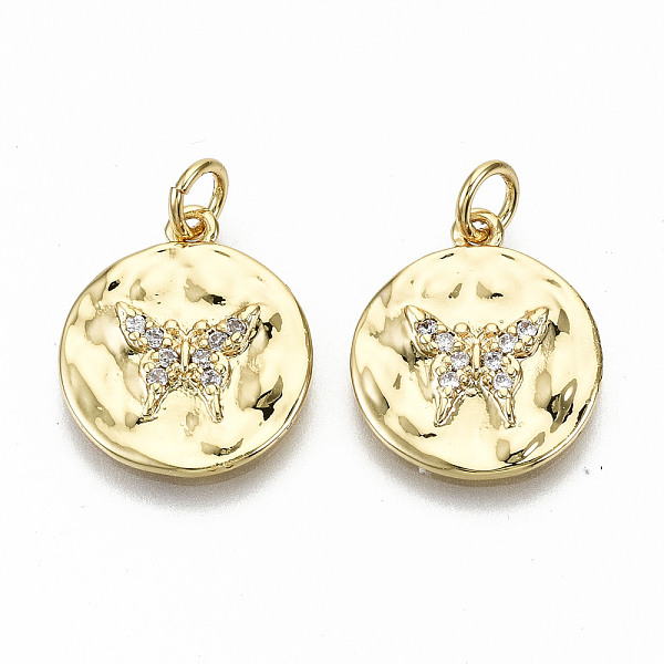 PandaHall Hammererd Brass Micro Pave Clear Cubic Zirconia Pendants, with Jump Rings, Nickel Free, Flat Round with Butterfly, Real 16K Gold...
PandaHall Hammererd Brass Micro Pave Clear Cubic Zirconia Pendants, with Jump Rings, Nickel Free, Flat Round with Butterfly, Real 16K Gold...
