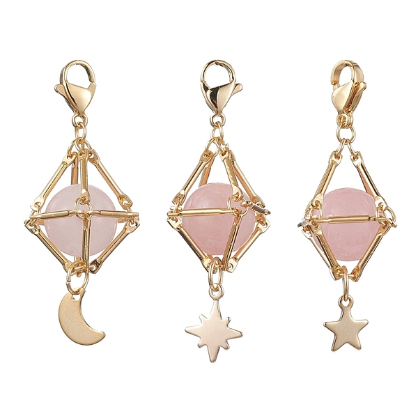 PandaHall Natural Rose Quartz Brass Pendant Decorations, Diamond with Star & Moon, 48~52mm, 3pcs/set Rose Quartz Diamond
PandaHall Natural Rose Quartz Brass Pendant Decorations, Diamond with Star & Moon, 48~52mm, 3pcs/set Rose Quartz Diamond
