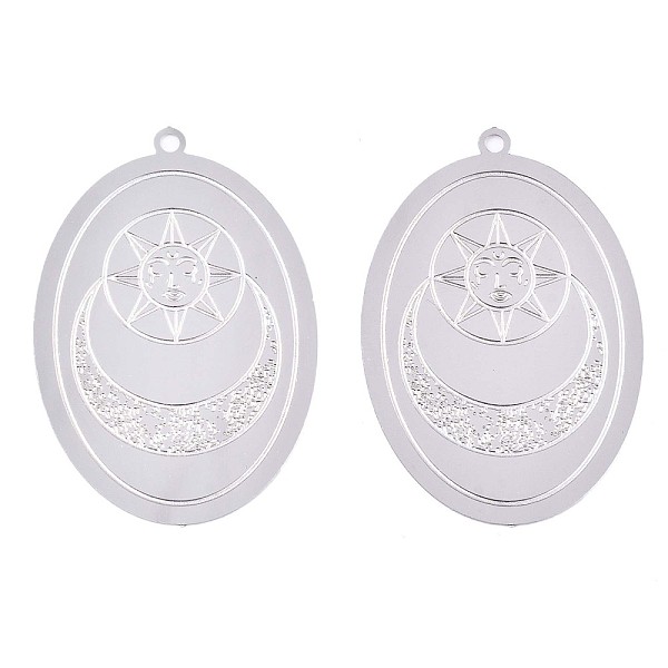 PandaHall 304 Stainless Steel Filigree Pendants, Etched Metal Embellishments, Oval with Sun & Moon, Stainless Steel Color, 38x26x0.3mm, Hole...
PandaHall 304 Stainless Steel Filigree Pendants, Etched Metal Embellishments, Oval with Sun & Moon, Stainless Steel Color, 38x26x0.3mm, Hole...