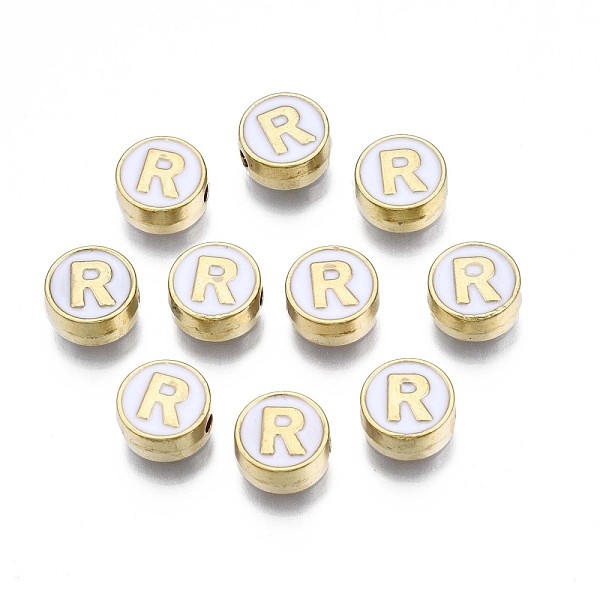 PandaHall Alloy Enamel Beads, Cadmium Free & Lead Free, Light Gold, Flat Round with Alphabet, White, Letter.R, 8x4mm, Hole: 1.5mm...
PandaHall Alloy Enamel Beads, Cadmium Free & Lead Free, Light Gold, Flat Round with Alphabet, White, Letter.R, 8x4mm, Hole: 1.5mm...