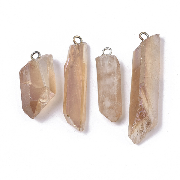 PandaHall Vacuum Plating Natural Quartz Crystal Pendants, with Brass Loop, Strip Shape, Light Salmon, 24~36x7~16x6~11mm, Hole: 1.8mm Quartz..., Red
PandaHall Vacuum Plating Natural Quartz Crystal Pendants, with Brass Loop, Strip Shape, Light Salmon, 24~36x7~16x6~11mm, Hole: 1.8mm Quartz..., Red