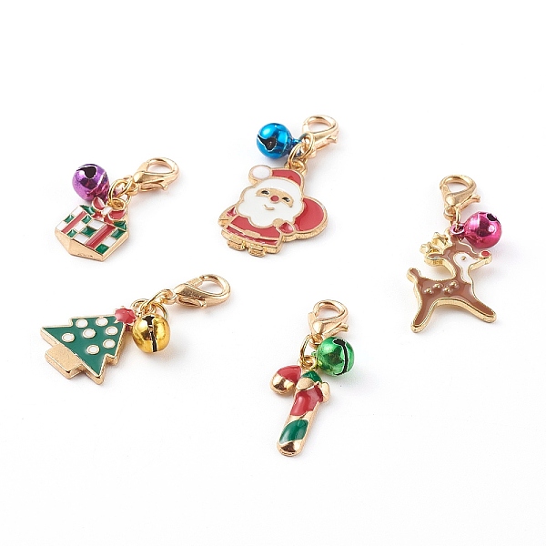 PandaHall Christmas Theme Light Gold Alloy Enamel Pendants, with Lobster Claw Clasps and Bell Charms, Christmas Gift & Candy Cane & Santa..., Multicolor
PandaHall Christmas Theme Light Gold Alloy Enamel Pendants, with Lobster Claw Clasps and Bell Charms, Christmas Gift & Candy Cane & Santa..., Multicolor