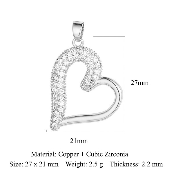 PandaHall Brass Micro Pave Clear Cubic Zirconia Pendants, Heart Charms, Platinum, 27x21x2.2mm Brass+Cubic Zirconia Heart Clear
PandaHall Brass Micro Pave Clear Cubic Zirconia Pendants, Heart Charms, Platinum, 27x21x2.2mm Brass+Cubic Zirconia Heart Clear