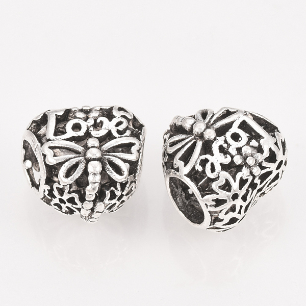 PandaHall Alloy European Beads, Large Hole Beads, Hollow, Heart with Dragonfly, Antique Silver, 11.5x12x9mm, Hole: 5mm Alloy Heart
PandaHall Alloy European Beads, Large Hole Beads, Hollow, Heart with Dragonfly, Antique Silver, 11.5x12x9mm, Hole: 5mm Alloy Heart