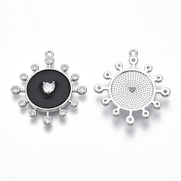 PandaHall Brass Enamel Pendants, with Clear Micro Pave Cubic Zirconia, Sun, Nickel Free, Real Platinum Plated, Black, 28x25.5x3.5mm, Hole...
PandaHall Brass Enamel Pendants, with Clear Micro Pave Cubic Zirconia, Sun, Nickel Free, Real Platinum Plated, Black, 28x25.5x3.5mm, Hole...