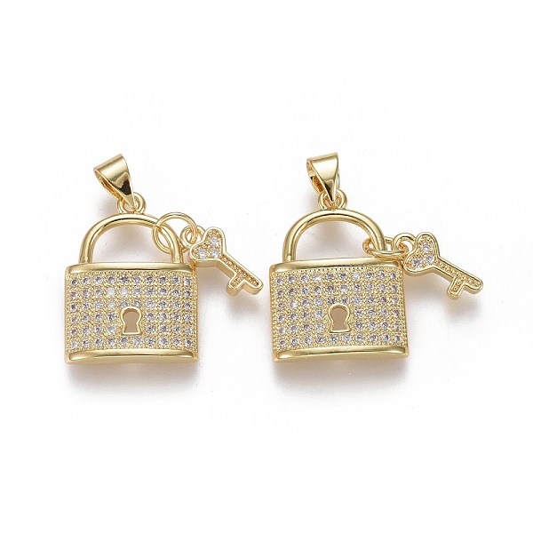 PandaHall Brass Micro Pave Cubic Zirconia Pendants, Lock with Heart Key, Clear, Real 18K Gold Plated, Lock: 19.5x15x3mm, Key: 11x5x1.5mm...
PandaHall Brass Micro Pave Cubic Zirconia Pendants, Lock with Heart Key, Clear, Real 18K Gold Plated, Lock: 19.5x15x3mm, Key: 11x5x1.5mm...