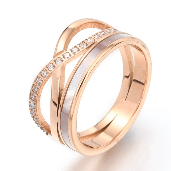 PandaHall 304 Stainless Steel Criss Cross Rings, with Rhinestone, Rose Gold, US Size 7, Inner Diameter: 17mm Stainless Steel+Rhinestone
PandaHall 304 Stainless Steel Criss Cross Rings, with Rhinestone, Rose Gold, US Size 7, Inner Diameter: 17mm Stainless Steel+Rhinestone