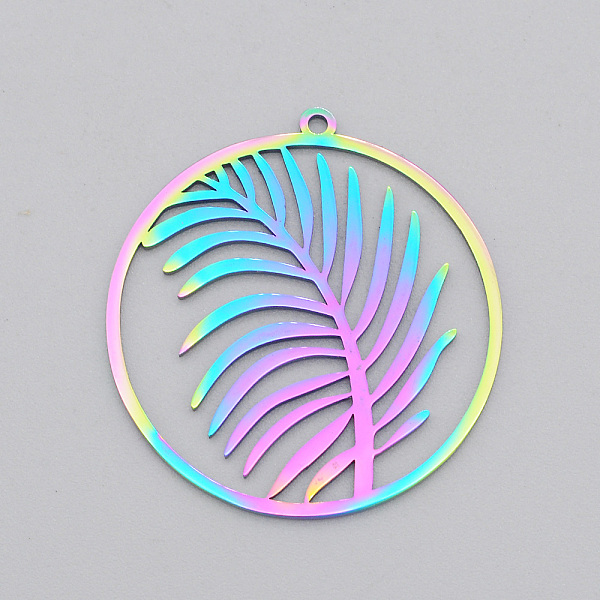 PandaHall Ion Plating(IP) 201 Stainless Steel Pendants, Laser Cut, Ring with Leaf, Rainbow Color, 32x30x1mm, Hole: 1.4mm 201 Stainless Steel...
PandaHall Ion Plating(IP) 201 Stainless Steel Pendants, Laser Cut, Ring with Leaf, Rainbow Color, 32x30x1mm, Hole: 1.4mm 201 Stainless Steel...