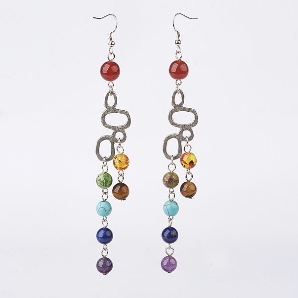 PandaHall Natural & Synthetic Mixed Stone Dangle Earrings, Chakras Style, with Brass Finding, 125mm, 110x16x8mm, Pin: 0.5mm Mixed Stone
PandaHall Natural & Synthetic Mixed Stone Dangle Earrings, Chakras Style, with Brass Finding, 125mm, 110x16x8mm, Pin: 0.5mm Mixed Stone