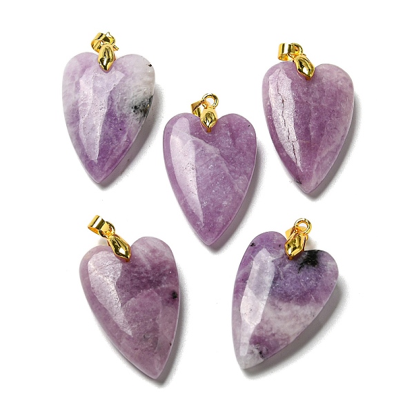PandaHall Natural Lepidolite Pendants, with Rack Plating Golden Plated Brass Findings, Long-Lasting Plated, Heart, 32~34x20x8mm, Hole: 4x4mm...
PandaHall Natural Lepidolite Pendants, with Rack Plating Golden Plated Brass Findings, Long-Lasting Plated, Heart, 32~34x20x8mm, Hole: 4x4mm...