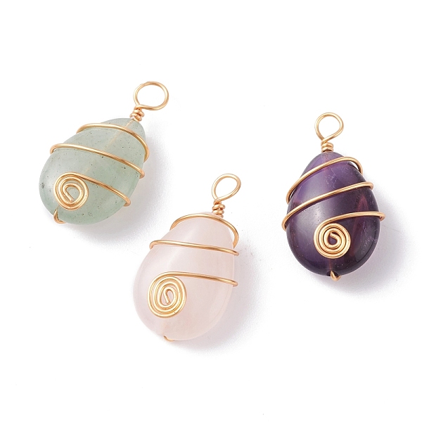PandaHall 3Pcs 3 Styles Natural Mixed Gemstone Pendants, Natural Rose Quartz & Amethyst & Green Aventurine, with Golden Tone Copper Wire...
PandaHall 3Pcs 3 Styles Natural Mixed Gemstone Pendants, Natural Rose Quartz & Amethyst & Green Aventurine, with Golden Tone Copper Wire...